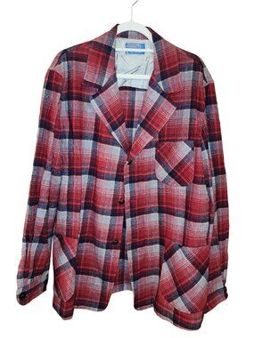 Vintage Pendleton 49er Vintage Plaid 100% virgin wool Jacket Mens size XL